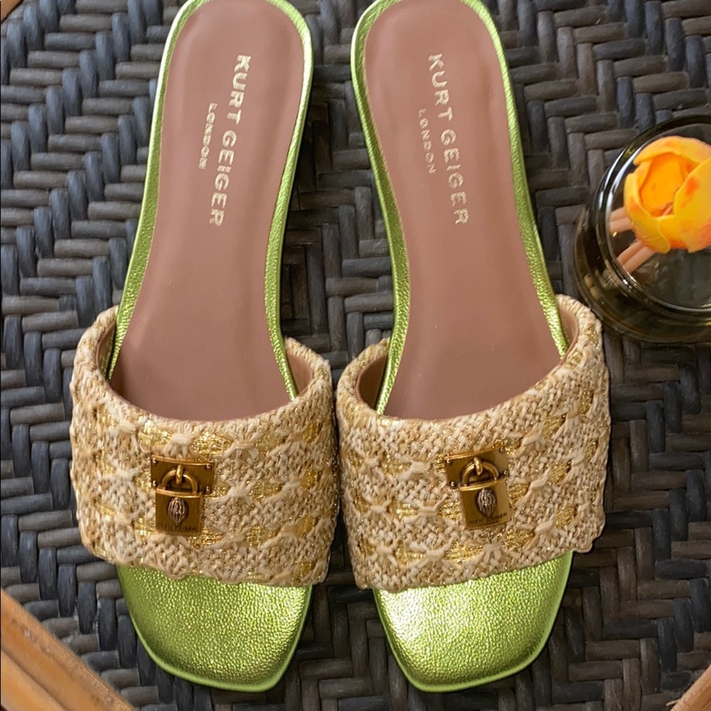 Kurt Geiger Women's Green and Gold Sandals